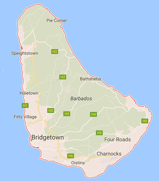 Barbados - map - Dreamy Weddings