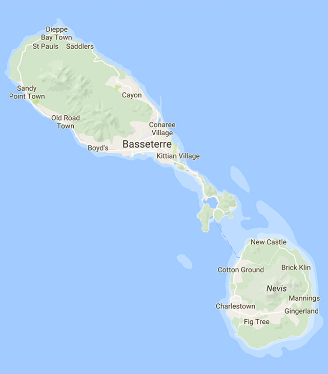 St Kitts & Nevis Map