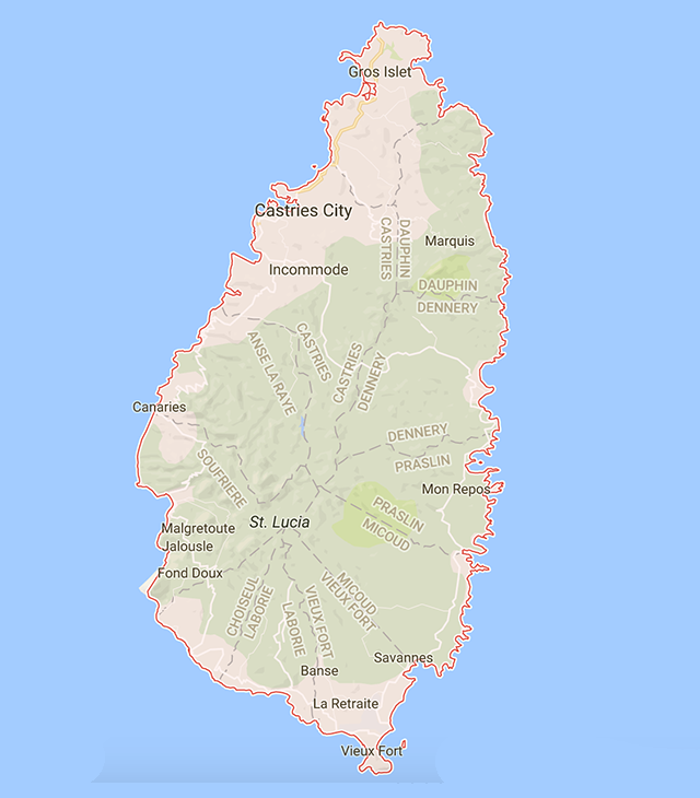 St Lucia - Map - Dreamy Weddings